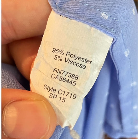 Women's XL J.Crew Blue Swiss Dot Polyester Semi-Sheer Popover Blouse - Picture 5 of 5